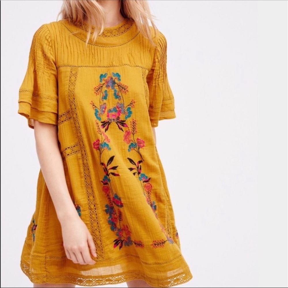 Free People Yellow Mustard Dress
